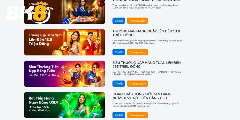 Khuyến mãi BK8 tặng 100% tiền nạp lần đầu