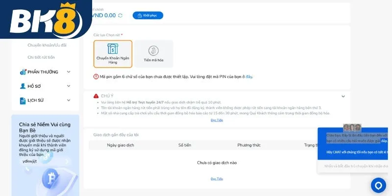 Hướng dẫn quy trình rút tiền BK8 siêu đơn giản cho newbie